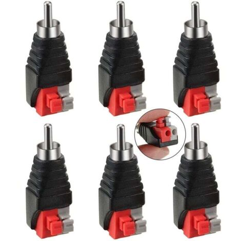 Adattatore da RCA a cavo per altoparlante, 6 pezzi, subwoofer, altoparlante Phono RCA maschio a AV 2, terminale a vite, video, audio, tipo a molla, balun per CCTV (1/5)