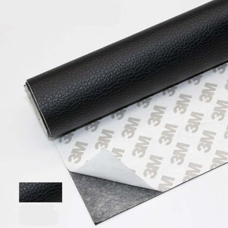 Rotolo adesivo in pelle 50 x 120 cm, adesivo in similpelle, toppa in pelle per riparazione divano, sedile auto, borsa, giacca in pelle (nero)