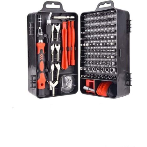 Set di cacciaviti magnetici di precisione 135 in 1 - Kit di strumenti di riparazione per iPhone, laptop, orologio con organizer, rosso (1/4)