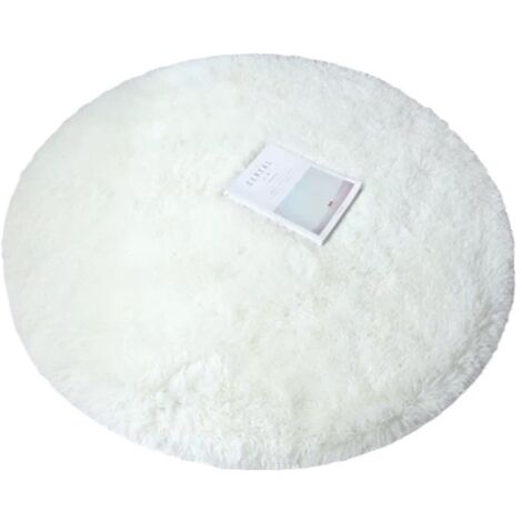 Tappeto rotondo per camera da letto, tappeto per soggiorno, tappeto peloso morbido e soffice antiscivolo, grande tappetino per corridoio (bianco, 80 cm) (1/4)