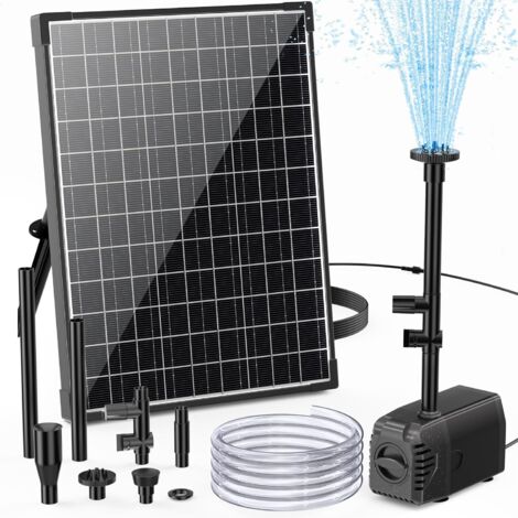 Pompa solare per laghetto Biling per uso esterno, 20 W, 875 l/h, con tubo flessibile da 2 m, cavo da 5 m, prevalenza di mandata di 1,5 m, pompa solare per giardino, laghetto, cascata, piscina