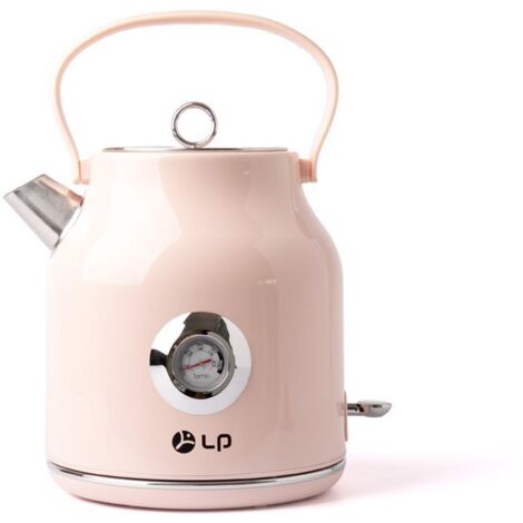 Nome - Bollitore retrò - Capacità 1,7 litri - Acciaio inossidabile - Bollitore elettrico - Rosa - Display della temperatura - Girevole a 360°