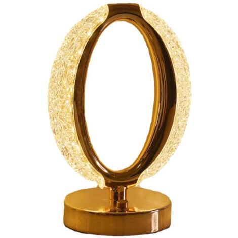 Lampada da comodino ricaricabile in cristallo con design a lettera O, controllo touch a 3 colori, moderna luce decorativa d'atmosfera