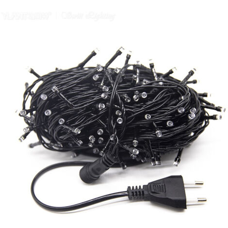 Catena luminosa natalizia da esterno lunga 20 metri, composta da 200 LED bianchi freddi, ideale per decorare feste di matrimonio, giardini, finestre e Halloween. (1/5)