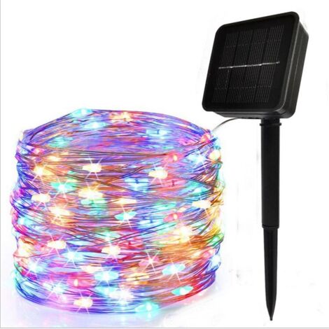 Catena luminosa a LED da 20 metri realizzata in filo di rame, alimentata a energia solare, ideale per decorazioni interne ed esterne. (1/5)