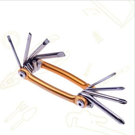 Combinazione di utensili esagonali per biciclette, strumento di riparazione per cacciaviti a bussola multifunzionale 8 in 1 (1/2)