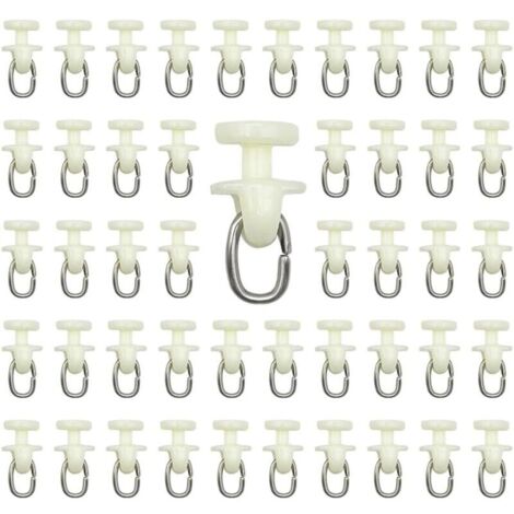 100 pezzi di rulli per binario per tende - (bianchi) Binario per tende da interni, gancio per tende, binario scorrevole, carrucola in plastica per tende (1/5)