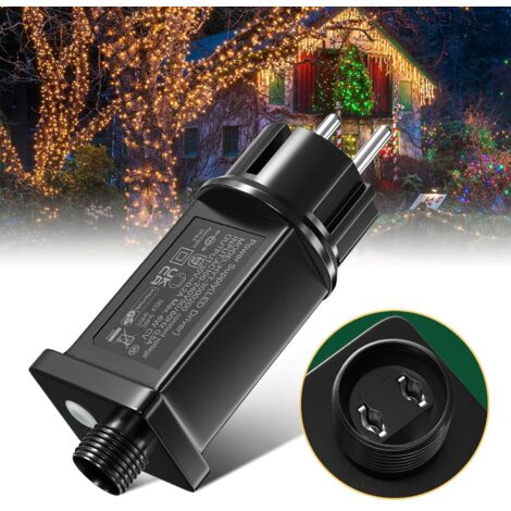 Trasformatore LED Tobebright 31V 6W, alimentatore LED a bassa tensione IP44 con 8 modalità, timer e funzione memoria, adattatore di ricambio per luci a tenda natalizie. (1/4)