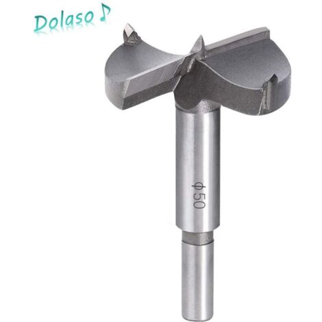 Punte per trapano per legno, fresa in metallo duro da 50 mm, per l'installazione di porte, cassetti e pannelli in compensato sferici, consentono di realizzare rapidamente fori puliti e a fondo piatto (1/4)