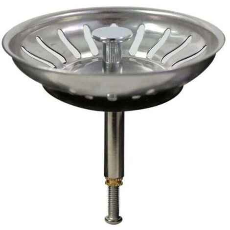 Cestello di scarico per lavello da 80 mm, in acciaio inox 304, con perno regolabile, lavabile in lavastoviglie. (1/4)