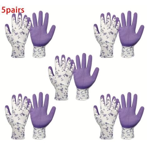 Set di 5 pezzi composto da guanti e rastrello, guanti in schiuma di lattice stampati e rastrello in plastica, ideale per campeggio all'aperto e altre attività. (1/4)