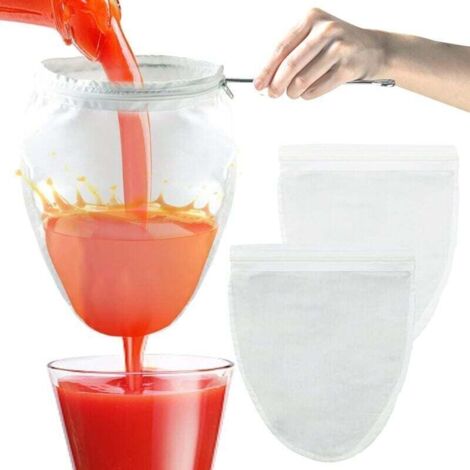 sacchetti riutilizzabili per latte vegetale con supporto, 1 supporto, 3 sacchetti filtro, per filtrare latte vegetale, succhi di verdura e succhi di frutta (1/4)