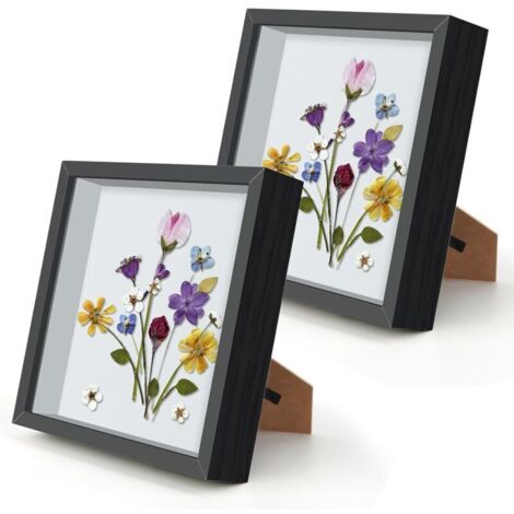 cornici 3D profonde 20x20 cm, per appendere fiori secchi in ufficio o per lavori artigianali (nere) (1/4)