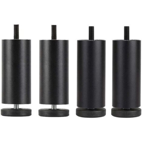 Gambe per divano contemporanee in lega di alluminio, gambe di ricambio per mobili 10/15/20/25/30 cm, per letto, cassettiera, tavolino da caffè, metallo cilindrico, nero - 25 cm/9,8 pollici