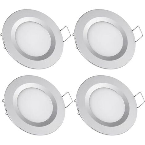 faretti LED da incasso da 12V, foro da 58-65 mm, 3W, 3200K, plafoniere da incasso per camper, barche, roulotte, furgoni, yacht, luce bianca calda (finitura argento) (1/4)