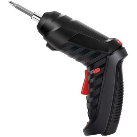 Trapano avvitatore a batteria da 3,6 Nm, 1800 mAh 3,6 V + 47 accessori, 2 direzioni di rotazione + luce LED, cavo di ricarica USB, ideale per professionisti, montaggio di mobili e giocattoli (nero) (1/4)