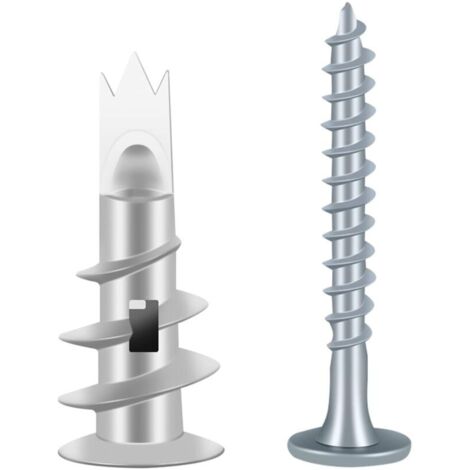 100 viti e tasselli in metallo, tasselli per cartongesso, tasselli autoforanti, tasselli per cartongesso con viti, tasselli per piastrelle in cartongesso, per fissaggi fai da te su cartongesso (1/4)