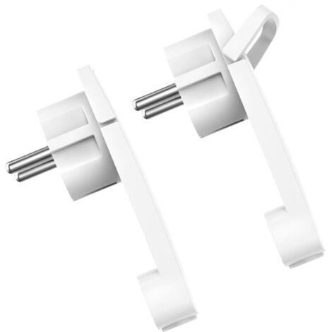Confezione da 2 spine Schuko extra piatte, spina di alimentazione europea 250V 16A, spina elettrica maschio con contatto di terra, maniglia pieghevole e protezione contro la torsione del cavo, bianca (1/4)