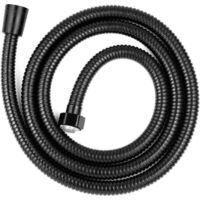 Tubo doccia universale in acciaio inox da 2 m, flessibile, antitorsione e anticorrosione, filettatura G1/2, nero.