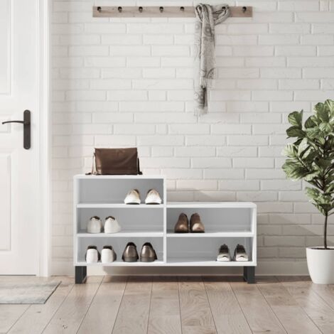 vidaXL Armoire à chaussure Blanc brillant 102x36x60 cm Bois ingénierie (1/5)