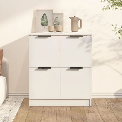 Vidaxl – Buffet blanc en bois d'ingénierie 60x30x70 cm – 4 portes – Meuble de rangement moderne pour salon ou entrée