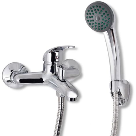 Vidaxl – Robinet de douche chrome – Corps en alliage de zinc – Pomme de douche à main – Tuyau inox 1,5m – Cartouche céramique durable