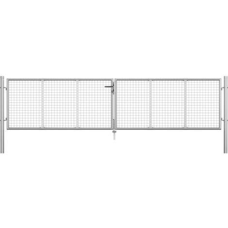Vidaxl – Porte de jardin en acier galvanisé 415x125 cm – Résistante à la corrosion – Serrure et poignée incluses – Installation facile avec poteaux