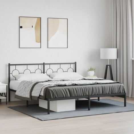 vidaXL Cadre de lit métal sans matelas et tête de lit noir 180x200 cm (1/5)