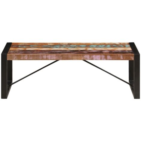 Vidaxl – Table basse fixe 120x60x40 cm en bois de récupération – Acier enduit de poudre – Style industriel unique et durable (1/6)