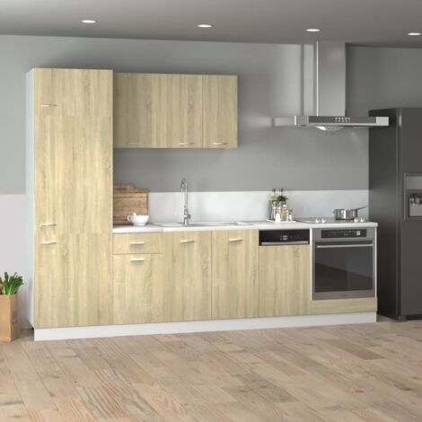 Vidaxl – Ensemble de 7 meubles de cuisine Lyon en chêne Sonoma – Matériau durable – Optimisation de l'espace de rangement – Facile à nettoyer (1/5)