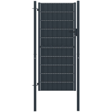 Portail de clôture PVC et acier 100x204 cm Anthracite vidaXL