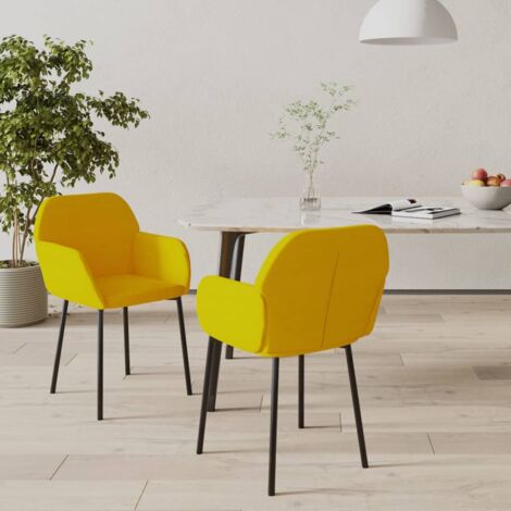 vidaXL Chaises à manger lot de 2 Jaune Velours (1/5)