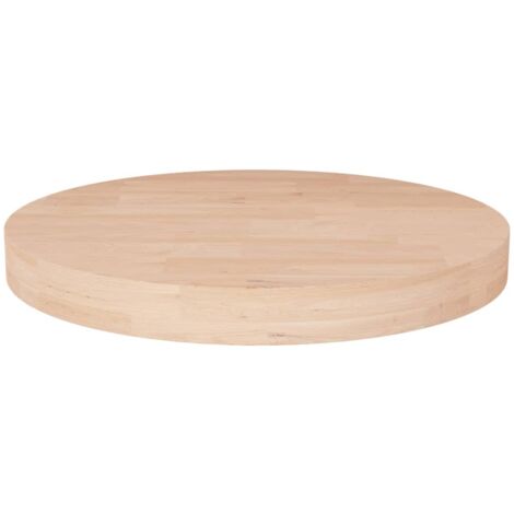 Vidaxl – Dessus de table rond 50cm – Bois de chêne massif non traité – Surface facile à nettoyer – Pour tables basses et d'appoint