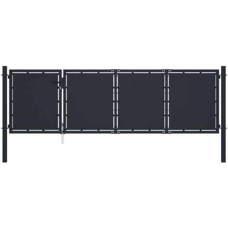 Vidaxl – Portail de jardin en acier anthracite 350 x 75 cm – Structure étanche pour sécurité et intimité – Installation facile avec poteaux inclus