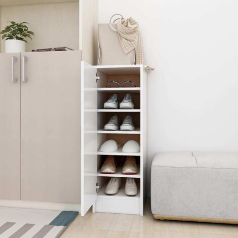 Vidaxl – Armoire à chaussures 6 étagères – Dimensions 32x35x92 cm – Aggloméré blanc – Protection contre la poussière (1/6)