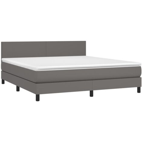 vidaXL Sommier à lattes de lit avec matelas Gris 180x200 cm Similicuir (1/5)