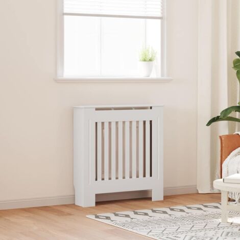 Vidaxl – Cache-radiateur MDF blanc 78 cm – Dimensions extérieures 78x19x81,5 cm – Design à lattes modernes – Pour salon élégant