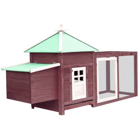 Vidaxl – Poulailler moka 190x72x102 cm pour 4 poules – Bois de sapin massif – Toit résistant à l'eau – Grillage en acier galvanisé (1/6)