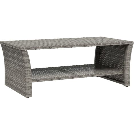 vidaXL Table basse gris 100x50x40 cm résine tressée (1/6)