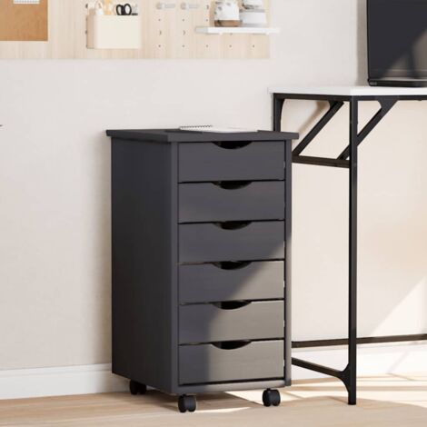 Vidaxl – Armoire roulante avec tiroirs MOSS – Bois de pin massif – Grand espace de stockage – Roues flexibles pour déplacement facile