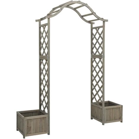 vidaXL Pergola de jardin avec jardinière Gris Bois pin massif (1/7)