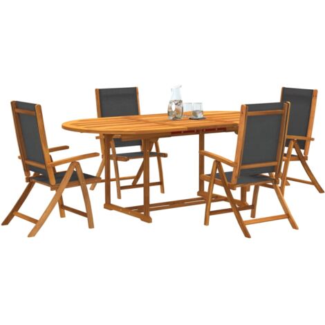 vidaXL Ensemble à manger de jardin 5pcs bois d'acacia solide textilène