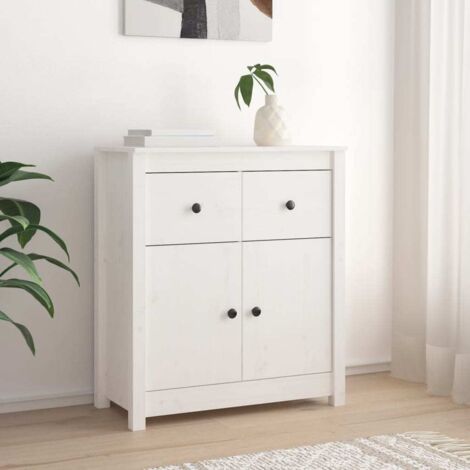 vidaXL Sideboard White 70x35x80 cm Solid Wood Pine (1/5)