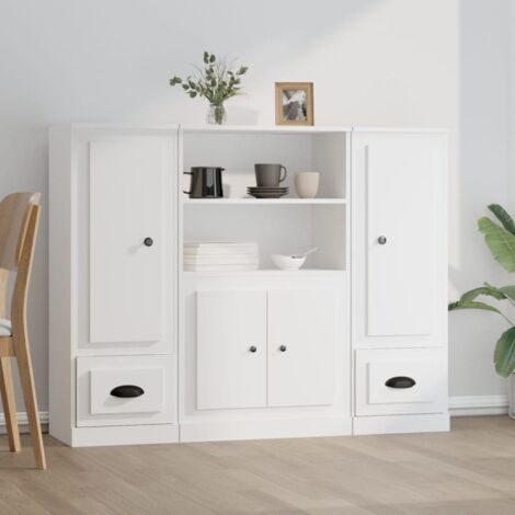 Vidaxl – Buffet blanc en bois d'ingénierie 3 tiroirs – Résistant à l'humidité – Design minimaliste – Grand espace de rangement (1/5)