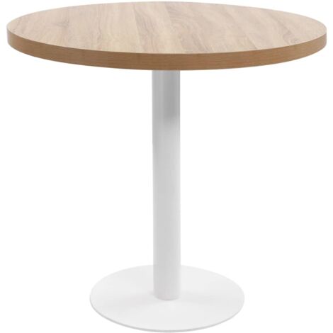 Vidaxl – Table de bistro marron clair 80 cm – MDF avec motif bois – Pied en acier robuste – Pour intérieur et extérieur