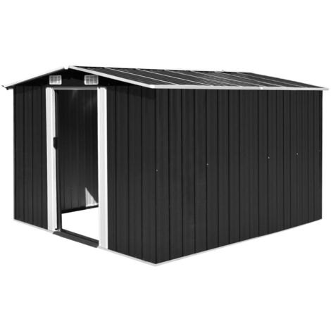 Vidaxl – Abri de jardin métal 257x298x178 cm – Acier galvanisé – Double porte coulissante – Ventilation optimale avec 4 ouvertures