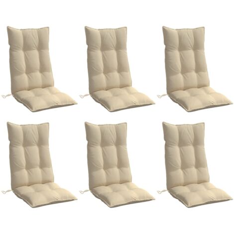 Coussins de chaise à dossier haut lot de 6 beige tissu oxford vidaXL