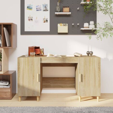 Vidaxl – Bureau droit chêne sonoma 140x50x75 cm – Bois d'ingénierie résistant à l'humidité – Design minimaliste pour espaces modernes