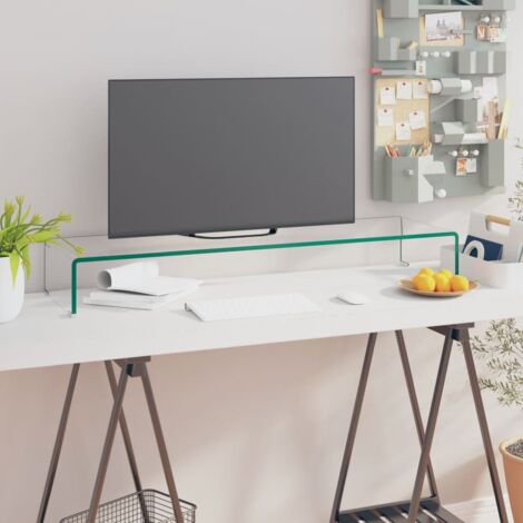Meuble TV/pour moniteur 100x30x13 cm verre transparent vidaXL