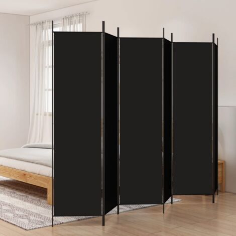Vidaxl – Cloison de séparation pliable 6 panneaux 300x200 cm – Tissu polyester noir – Pour séparer espaces et bloquer lumière – Montage facile